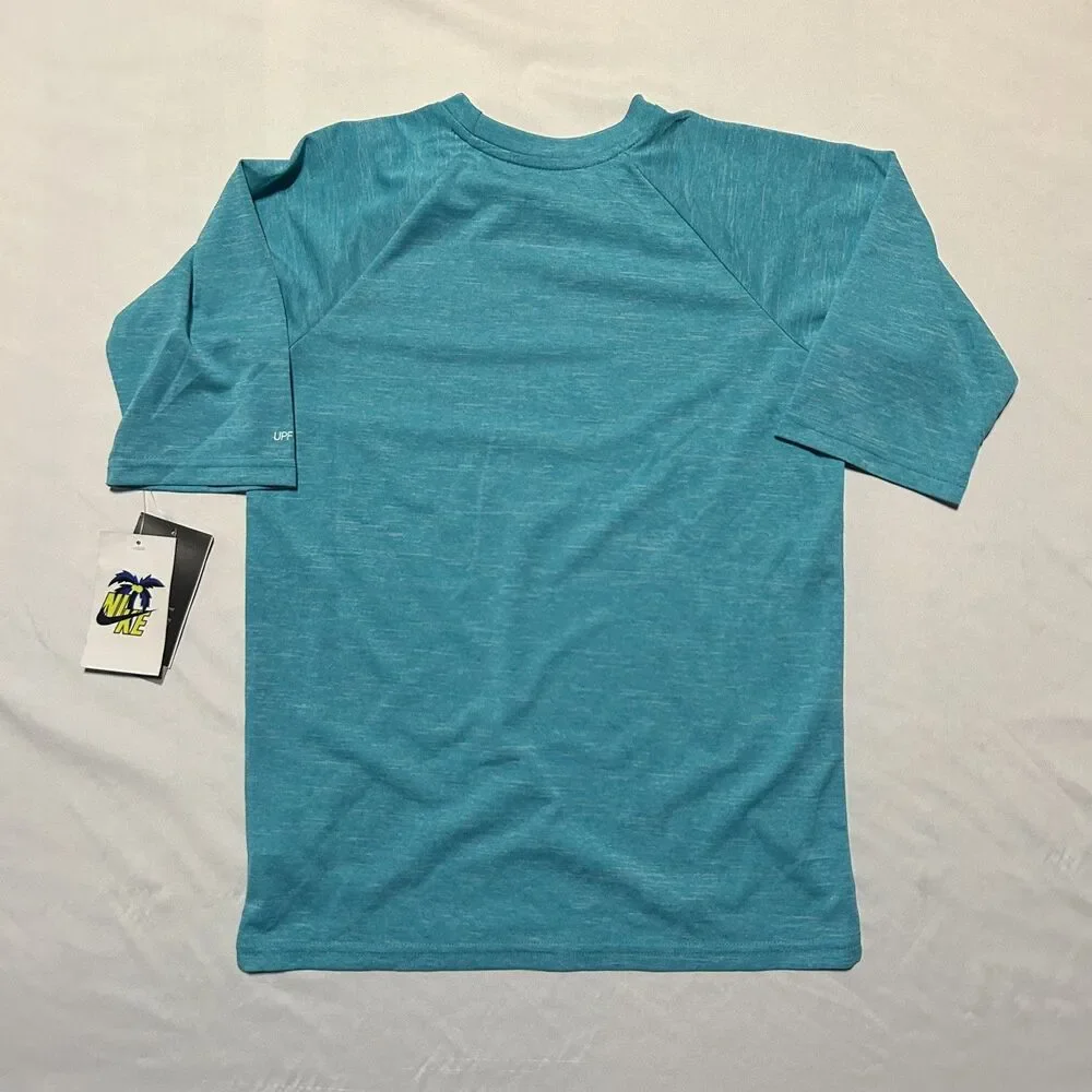 NWT Boys Youth Nike UPF 40+ Hydro Half Sleeve Rash Guard Swim Shirt NESSA-486 L